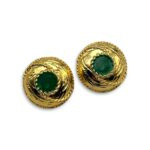 marquise green earrings stainless steel gold embossed with green stone