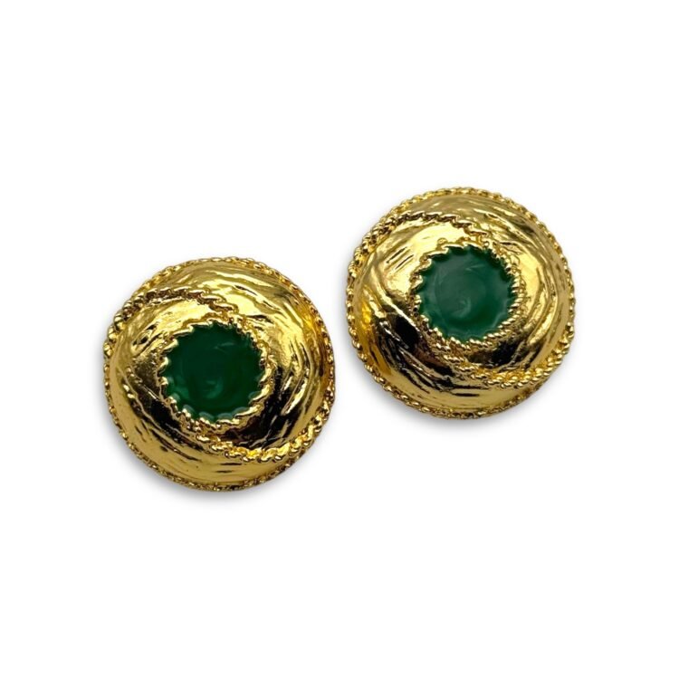marquise green earrings stainless steel gold embossed with green stone