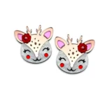: reindeer cutie σκουλαρίκια plexiglass μαρμαριζέ rosegold swarovski