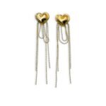 golden melted heart chains χρυσά σκουλαρίκια καρδιά με αλυσίδες