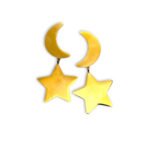 golden moonstar σκουλαρίκια ατσάλι φεγγάρι αστέρι