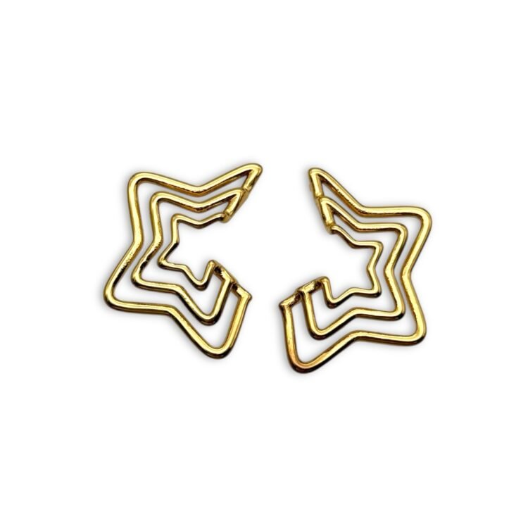 χρυσά σκουλαρίκια ατσάλι αστέρι – Stellar Wave Gold