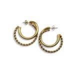 gold stainless steel hoop earrings with twisted design