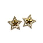 stras star gold – ατσάλινα σκουλαρίκια με χρυσό αστέρι και strass