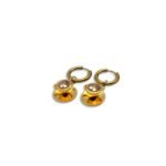 gold stainless steel hoop earrings with cappuccino charm