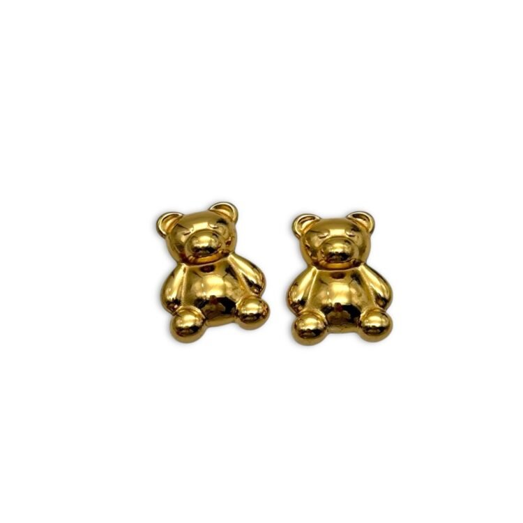 Golden Teddy Studs σκουλαρίκια ατσάλινα αρκουδάκι χρυσά FunkDaQueen