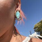 Noir Aqua – Stainless Steel Earrings with Aqua Stone