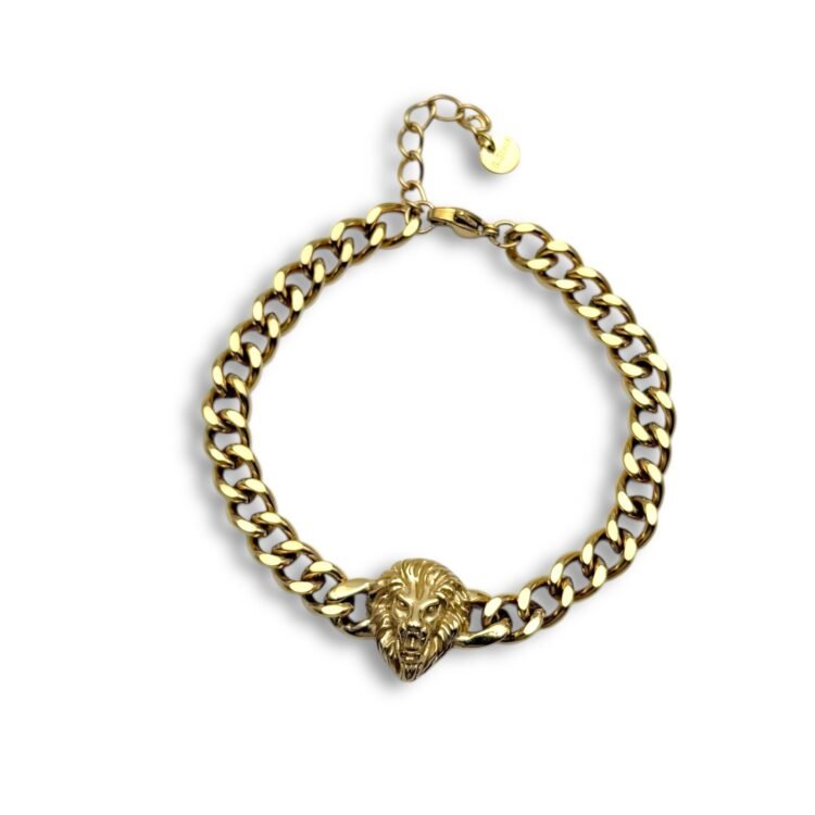 Lion Force stainless steel chain bracelet with lion head