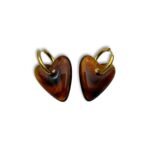 Σκουλαρίκια καρδιά με καφέ marble πέτρα Heart Mode Brown