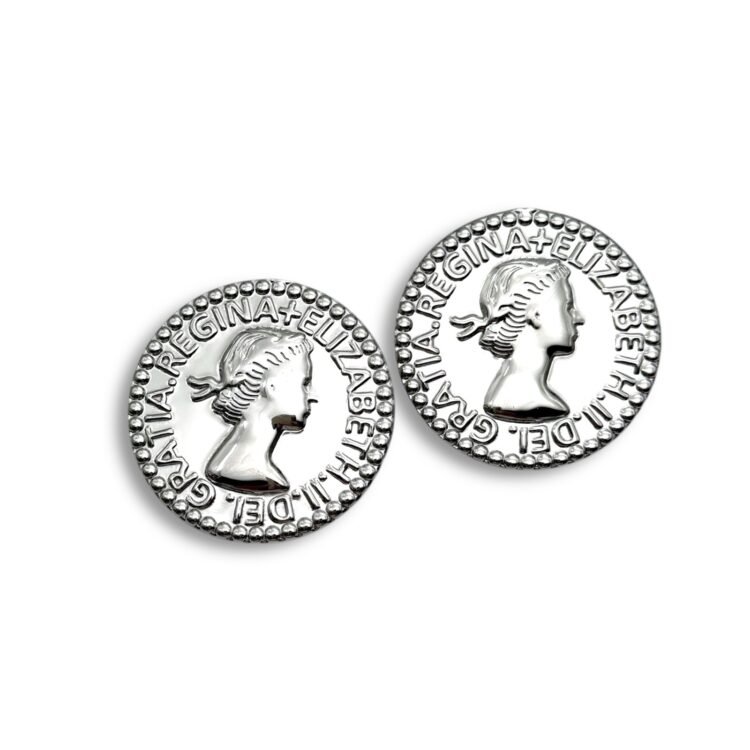 Ατσάλινα σκουλαρίκια Elizabeth Coin Silver με νόμισμα