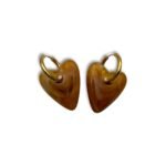 Σκουλαρίκια καρδιά με ανοιχτό καφέ marble πέτρα Heart Mode Light Brown