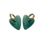 Σκουλαρίκια καρδιά με πράσινη marble πέτρα Heart Mode Green