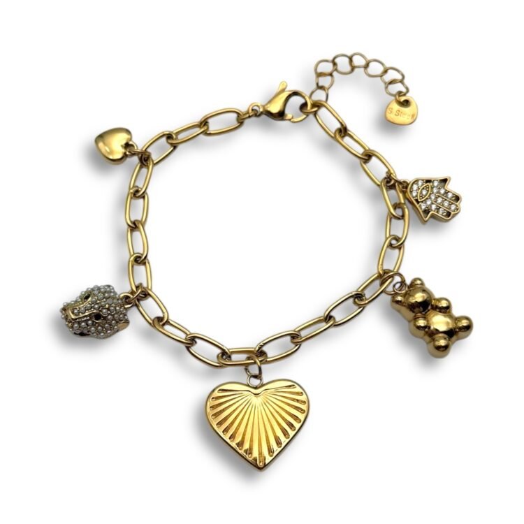 Ατσάλινο χρυσό βραχιόλι No Rules Gold με charms