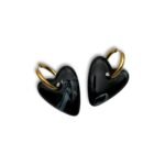 Σκουλαρίκια καρδιά με μαύρη marble πέτρα Heart Mode Black