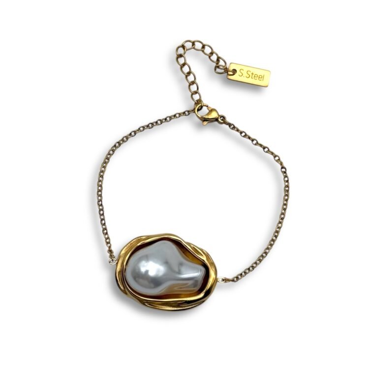 Ατσάλινο βραχιόλι με mother of pearl στοιχείο Soft Pearl Bracelet