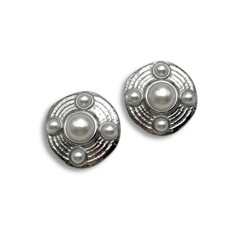 Σκουλαρίκια Luna Pearl Silver με πέρλες και ασημί ατσάλι