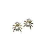 Ατσάλινα σκουλαρίκια αράχνη με πέρλες Velvet Spider