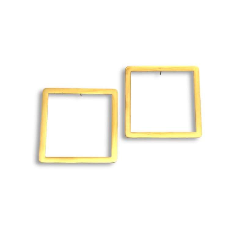 Hard Line Square Gold τετράγωνα σκουλαρίκια από χρυσό ατσάλι