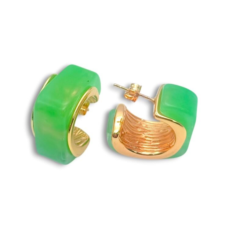 Riviera Hoops Lime lime χρυσά hoop σκουλαρίκια