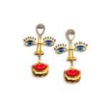 Mirage Face Gold Earrings surreal χρυσά σκουλαρίκια πρόσωπο