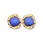 Cobalt Blue Earrings χρυσά σκουλαρίκια με μπλε πέτρα
