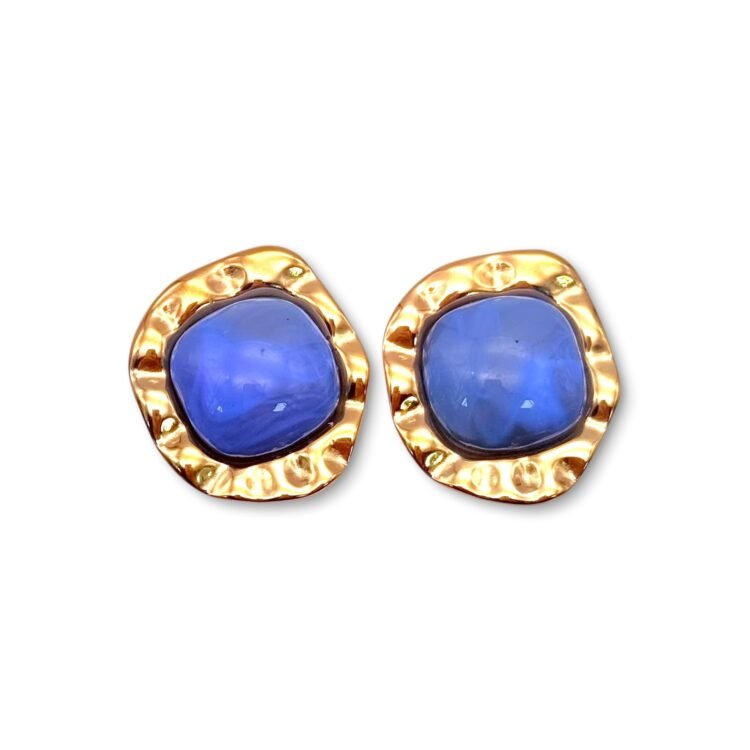 Cobalt Blue Earrings χρυσά σκουλαρίκια με μπλε πέτρα