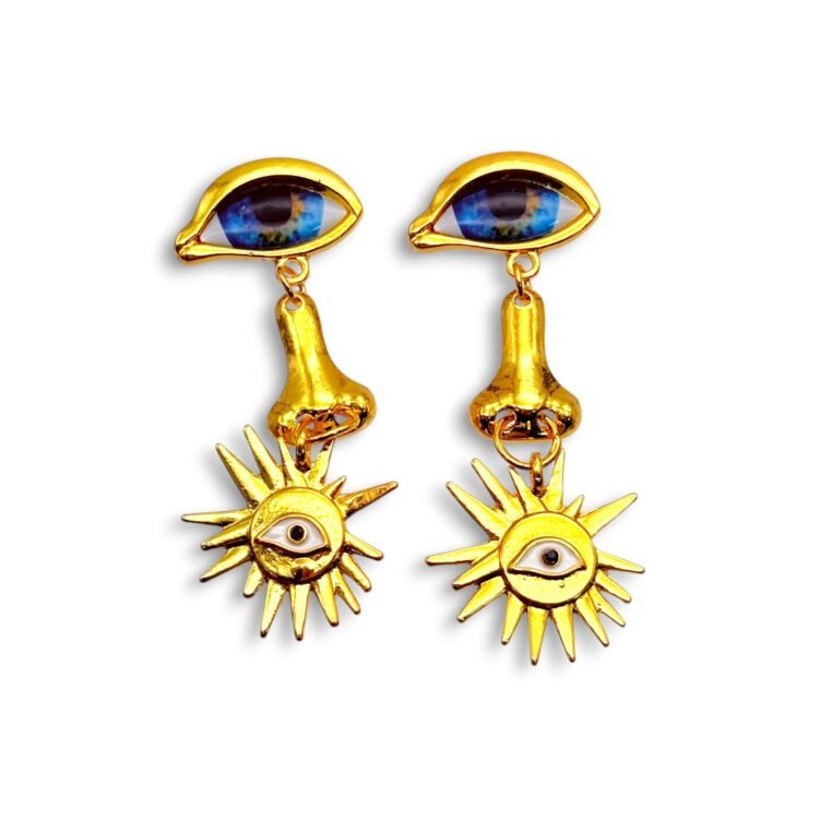Helios Eye Earrings χρυσά σκουλαρίκια μάτι ήλιος
