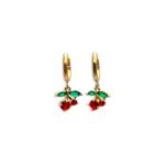 small cherry hoop earrings