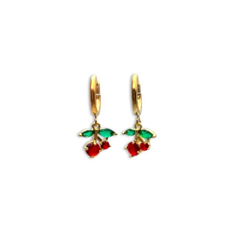 small cherry hoop earrings