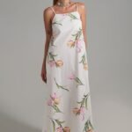 Wildflower Society λευκό floral maxi φόρεμα από βαμβάκι