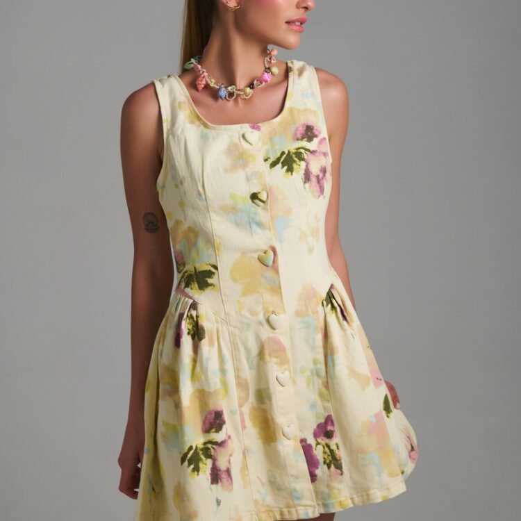 Butter Bloom Dress floral mini φόρεμα με παστέλ λουλούδια
