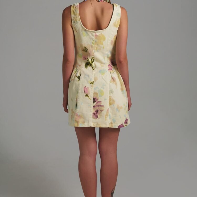 ρομαντικό floral mini φόρεμα με κουμπιά καρδιά