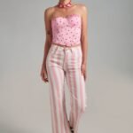 Candy Stripe Pants pink striped wide leg pants