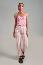 Candy Stripe Pants pink striped wide leg pants