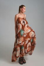 Maxi φόρεμα 100% βισκόζη με εξωτικό animal print