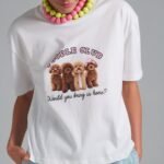 Poodle Club Tee oversized λευκό t-shirt με dog print