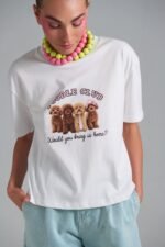 Poodle Club Tee oversized λευκό t-shirt με dog print
