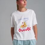 Pasta Addicted Tee oversized λευκό t-shirt με pasta print