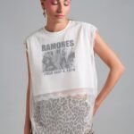 Ramones Lace Top oversized rock μπλούζα με δαντέλα