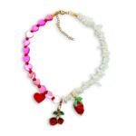 χειροποίητο κολιέ με καρδιές και κεράσια Cherry Flirt