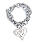 Ice Silver Heart Necklace με layered silver αλυσίδες