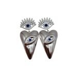 Love Vision Earrings silver heart earrings with eye symbol