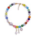 Lysithea Pearl Necklace πολύχρωμο κολιέ με πέρλες και cat eye χάντρες