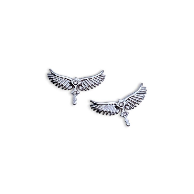Moon Wings Silver Earrings από stainless steel
