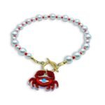 χειροποίητο κολιέ με πέρλες και καβούρι Crimson Crab Pearl