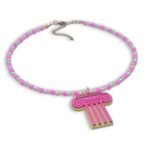 pink greek inspired necklace