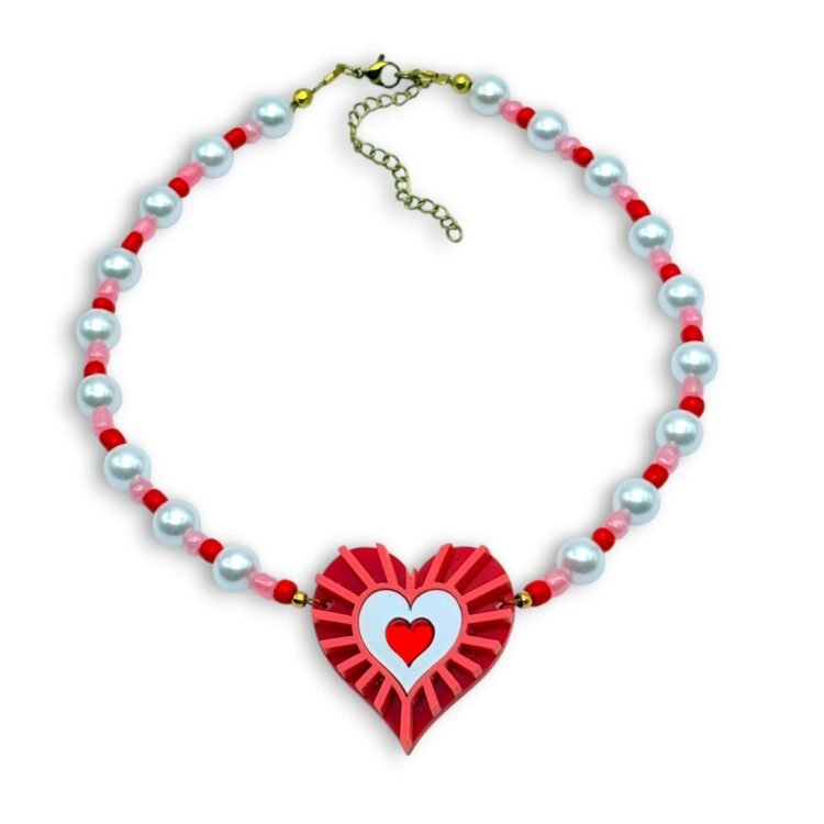 statement pearl heart necklace