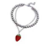 silver strawberry choker necklace