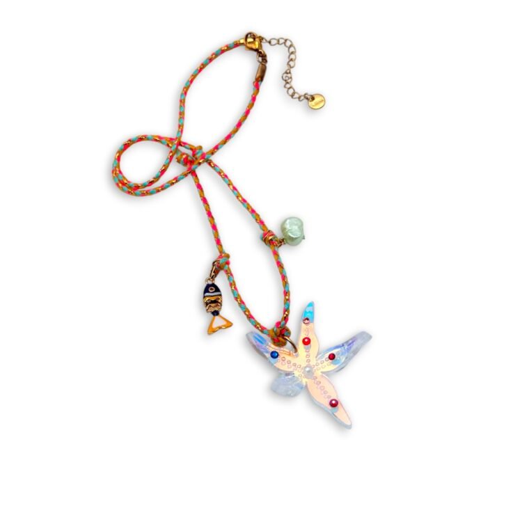 χειροποίητο κολιέ Starcatcher με αστερία και Swarovski