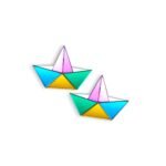 Handmade colorful sailboat earrings made from plexiglass